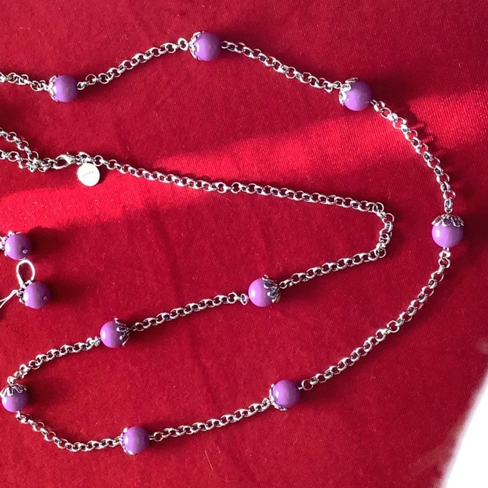 Isaac Mizrahi Purple Faux Pearly Necklace